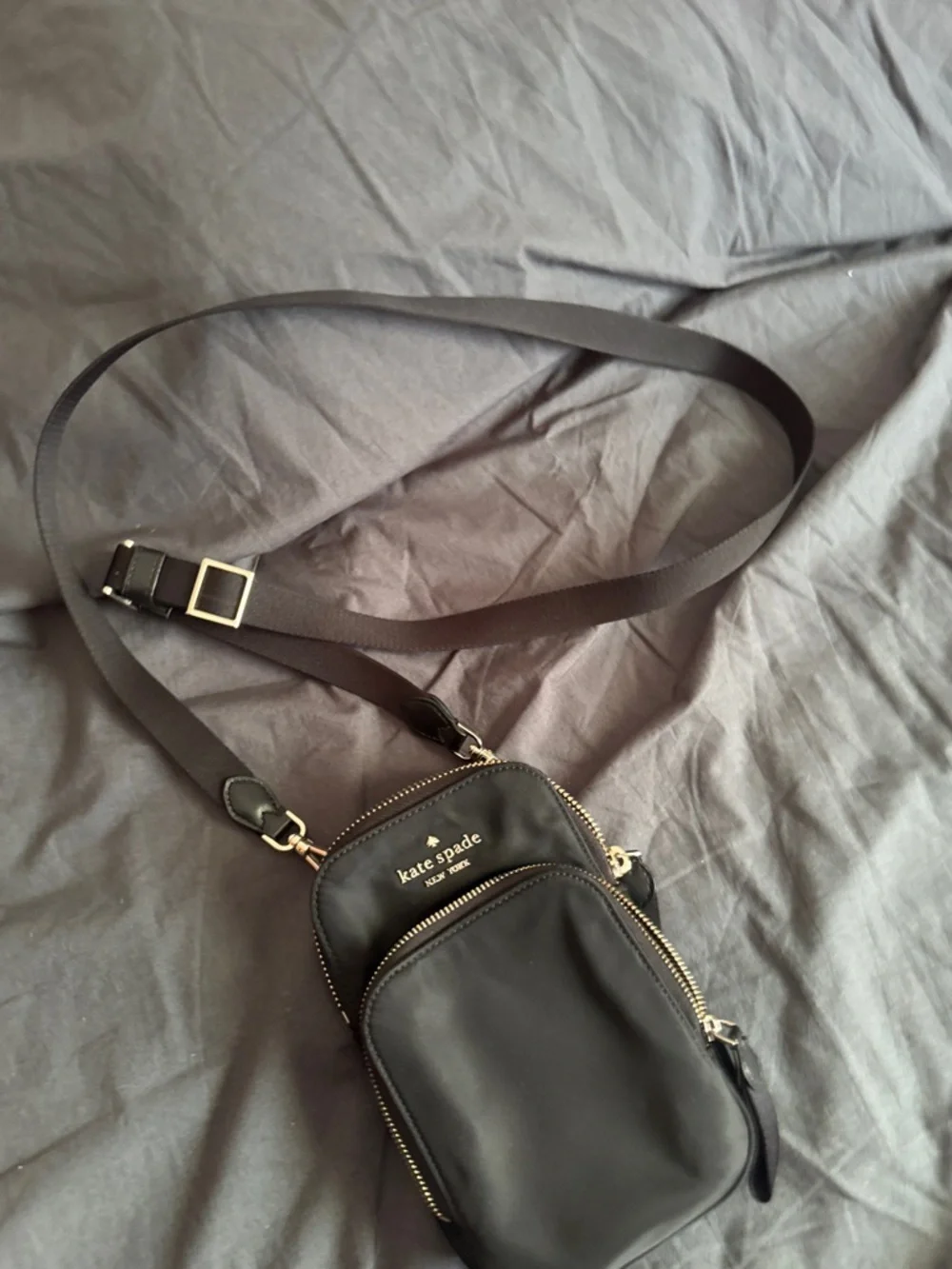 kate spade Black Crossbody Phone Bag with Gold Hardware